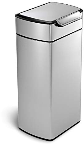 simplehuman CW2015 30L Rectangular Touch-Bar Kitchen Bin, Easy Open Touch-Bar, Stay-Open Lid, Inner Bucket, Space-Efficient Hinge, Fingerprint-Proof, Brushed Stainless Steel