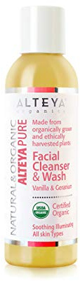 Alteya Organic jabón líquido limpiador facial y lavado 150ml - vainilla y geranio - USDA certificado orgánico, jabón biodegradable - producto natural purificador –apto para todo tipo de piel