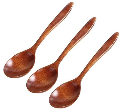 Holzlöffel Umweltfreundliches Besteck Holzlöffel Honig Teelöffel Holz klein Suppenlöffel Kaffee Tee Honig Naturholzlöffel Küchenzubehör (3pcs 14cm)