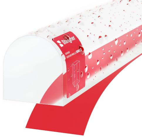 STEIGNER Acryl Halbrundstab selbstklebend 10mm 110 cm – Schwallschutzleiste | Wasserabweiser, Schwallschutzprofil transparent, für Duschkabinen, Glasduschen und bodengleiche Walk-In Duschen