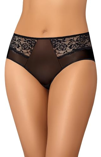 Teyli Culotte Femme Taille Haute Confortable – Culotte Classique en Résille avec Détails en Dentelle – Slip Transparent Parfait pour Un Usage Quotidien.