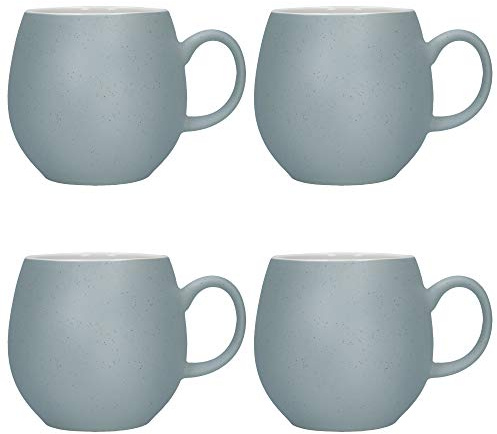 London Pottery Pebble Tea Mugs, Stoneware, Light Blue, 250 ml (4 Piece Coffee Cup Set)