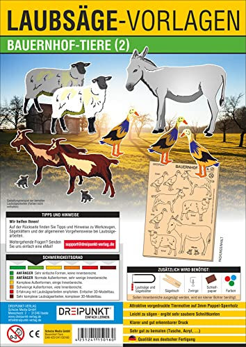 Laubsägevorlage Bauernhof-Tiere (2): Laubsägevorlage für zehn Bauernhof-Tiere aus hochwertigem 3mm Pappelsperrholz.