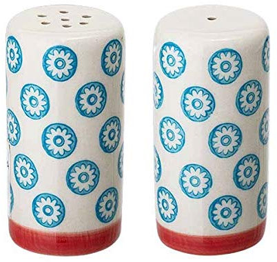 Bloomingville Salz- und Pfefferstreuer Emma Vintage Retro ø 3,5 H 7 cm, blau, Keramik