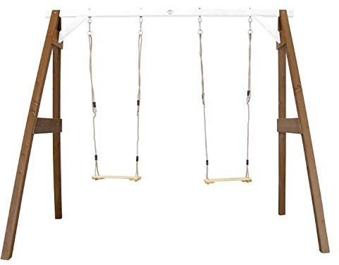 AXI Portique en Bois FSC Marron/Blanc avec 2 Balançoires Enfant | Balançoire pour l’extérieur/Le Jardin 2 agrès
