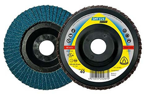 Klingpsor 351276 SMT 325 Extra Schleifmopteller für Edelstahl, Stahl, X-LOCK, Gerade, 80 Korn, 125mm x 22.23mm, 10 Stück