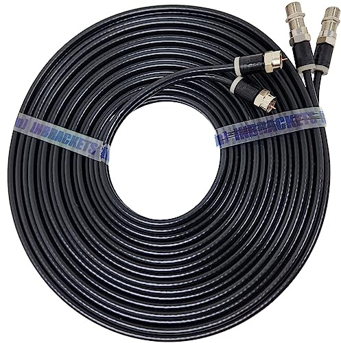 Inbrackets - Kit di prolunga per cavo coassiale satellitare doppio, con connettori F a compressione professionali premontati per Sky Q, Sky HD, Sky+, Freesat, 3 metri, colore: nero