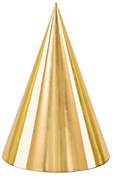 6 Chapeaux de fête en carton dorés 16 cm - Doré - Taille Unique