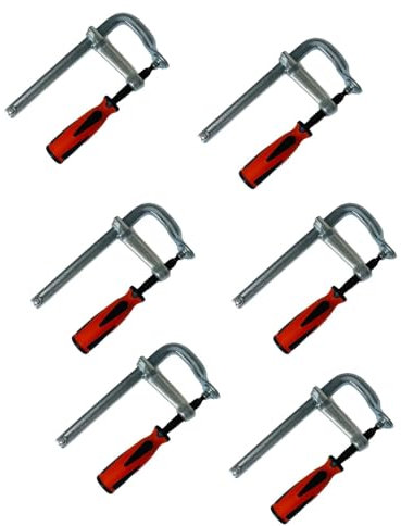 Lot de 6 serre-joints professionnels en acier 200/300/400 x 120 mm