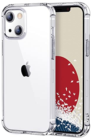 ONES Cover Trasparente per iPhone 13 mini ·『 Airbag Antiurto 』 『 Risonanza Altoparlante 』 〔 Protezione Militare Fotocamera Schermo 〕〔 Antiscivolo 〕〔 Foro Cinturino 〕· Sottile Morbido Silicone Custodia