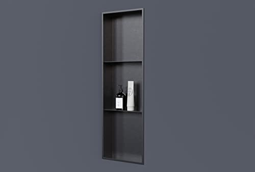 Bernstein Wandnische aus Edelstahl NT309010X mit Ablagefach - 30 x 90 x 10 cm Einbauregal, Flexibler Einbau- Ideale Duschablage - Farbe:Gunmetal…