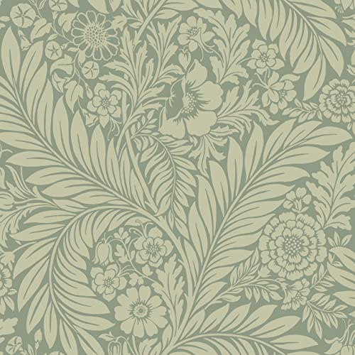 Sample 53 x 53cm Florence Light Green Floral Leaf Wallpaper Contemporary Flower Smooth Nature