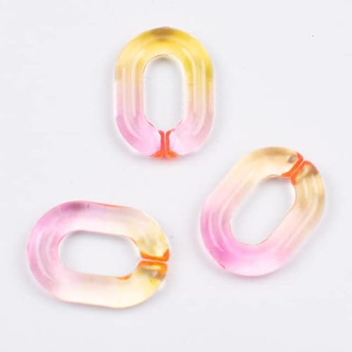 AOKODA 50/100 Stück 14 * 19 mm transparentes Acryl-Kettenglied mit Farbverlauf zur Herstellung von zusammengesetzten Kettenschmuck aus Kunststoff, Schlüsselanhänger, Halskette, Armband