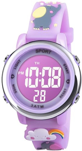 Vicloon Kids Watch, Toddler Digital Watch, Digital Watch LED Electrical Watches 7 Color Lights Watch with Alarm Stopwatch Unicorn Valentine's Day Gift for 3-10 Year Girls