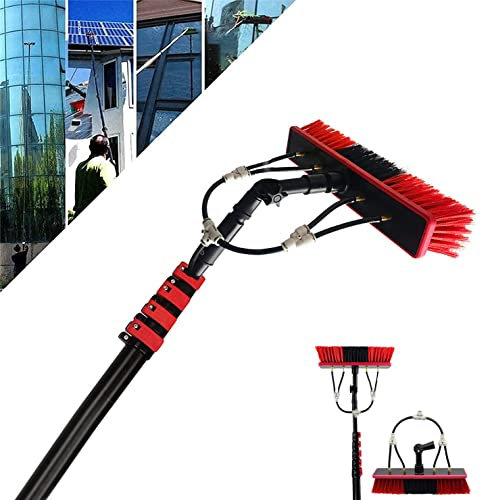 Gguwug teleskopstange Aluminium pv mit 55cm bürste Wasserführung Teleskop-Waschbürste Photovoltaik-Reinigung Flexible Brush Head von 180°ändern für autowaschbürste Fenster