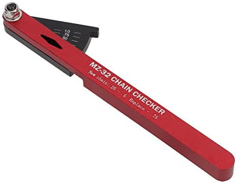 Lwuey Fahrrad Kettenprüfer, (0.25-0.75% Genauigkeit) Kettenverschleiß Messlehre aus Alu für MTB, Rennrad, E-Bike Schnellprüfung für Mechaniker und Hobbyfahrer Leicht zu Transportieren, Rot