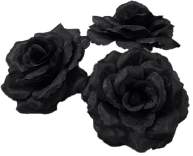 Wambere 10 Stück Künstliche Blumen Rosen,Kunstblumen Rose Blumenköpfe Fake für Hochzeit Party Valentine's Day Nach Hause Halloween Vase Tischdeko Thanksgiving Zuhause Dekoration,Schwarz