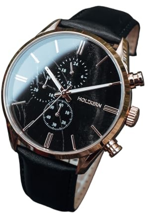 HOLZKERN Herren-Quarzuhr Chronograph Relational Marmor/Roségoldfarben | markante Armbanduhr für Männer,