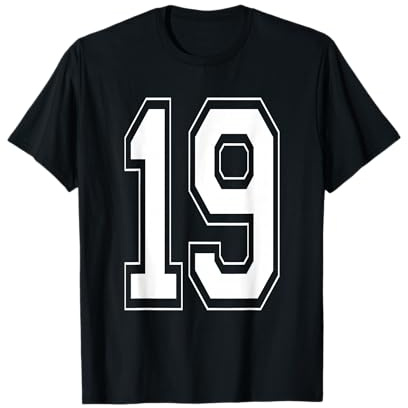 Numero 19 Varsity Style Bold Sport Compleanno Maglietta