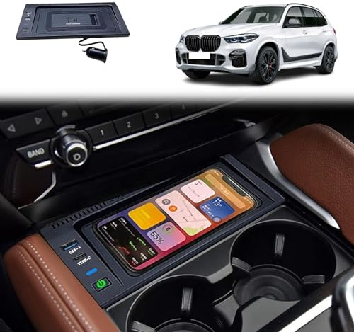 Cargador De Coche Inalámbrico para BMW X5(2008-2018)/X6(2008-2019) F15/E70/F16/E71 Panel De Accesorios De Consola Central De Carga Rápida De 15 W para Cualquier Teléfono Habilitado Par(Size:2014-2018)