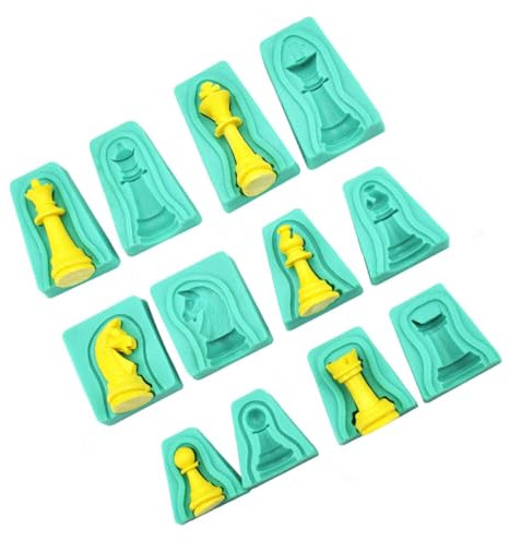 PRETYZOOM 12stücke Schach Schokoladenform Silikonform Schachkuchenformen Fondantform Backform Kuchenform Käseform Keksform Schokoladenform Antihaft Eigenschaften Strapazierfähig Silikon