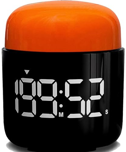 Table Twist Timer, Large LED Display Stopwatch, Silent & Loud Alarm, 199 Minute Countdown & Up, Vintage Night Light, for Kitchen Cooking Meeting Teacher Classroom Office Yoga Fitness Games (Orange)