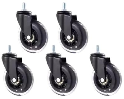 MJINA Möbelrollen 5 Teile/los 3 Zoll M6/M8/M10 Schraube Roller Rad Universal/Bremse Stummschaltung (Color : M8x15mm, Size : Universal wheel)