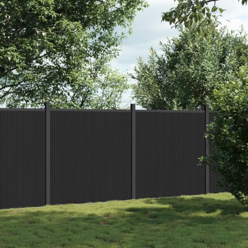 Festnight WPC Zaun Komplettset 353 x 186 cm - Gartenzaun Sichtschutzzaun Windschutzzaun - Windschutz Sichtschutz Element für Terrasse & Garten - Inklusive Montagematerial Grau (WPC-Pfosten)