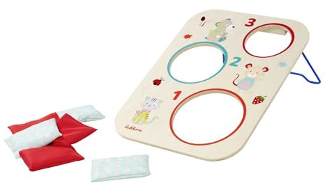 Eichhorn - Outdoor Wurfspiel, Spielbrett mit Metallstütze und süßer Tiermusterbedruckung, inkl. 6 Wurfsäckchen, aus Holz, Outdoorspiel für 1-2 Spieler und ab 3 Jahren