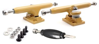 SPITBOARDS Fingerboard Pro Trucks by Real Lock Nuts, Bushings en caoutchouc, suspension optimisée, largeur 36 mm, pour le tuning et l'assemblage de la planche à doigts (beige)