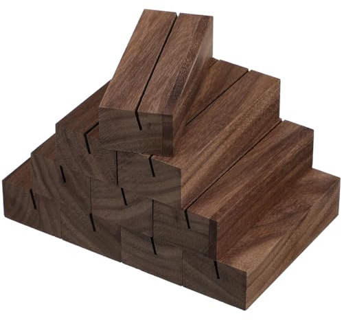 VILLFUL 12Stücke Tischkartenhalter aus Holz Rustikale Namensschild-ständer für Tischdekoration Stabiler Fotohalter für Menükarten und Tischnummern Vielseitig Einsetzbar für Hochzeiten und