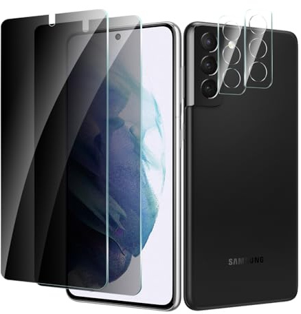 CYYAGE 2 Stück Sichtschutz Schutzfolie für Samsung Galaxy S21 und 2 Stück Kameraschutz, Anti-Spähen Displayschutz HD Blickschutzfolie Privacy Schutzglas Folie, 9H Härte, Kratzfest, Bläschenfrei