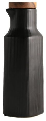 CZHJM 1-3 pièces 400 ML Bouteille de Distributeur d'huile en céramique avec Couvercle en Bois Cruet de vinaigre d'huile sans Goutte pour la Cuisine Distributeur de Sauce soja Pot d'huile d'olive