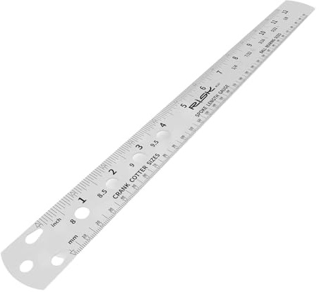Stronrive 36cm Bikes Spoke Ruler, Double Sided Metric Imperial Stainless Steel Ruler Gauge Tool, Easy To Use Gauge Screw Measuring Tool For Ball Bearing, Spoke Length, Nipple Size Measuring