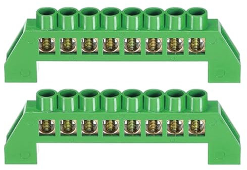 Morsettiera in ottone con terminali a vite per scatola elettrica (2 pezzi)