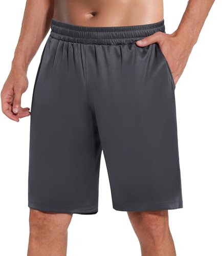 HIPOWER Gym Shorts Men Black Lightweight Sports Running Shorts with Pockets Breathable Quick Drying for Athletic Basketball Football Fitness
