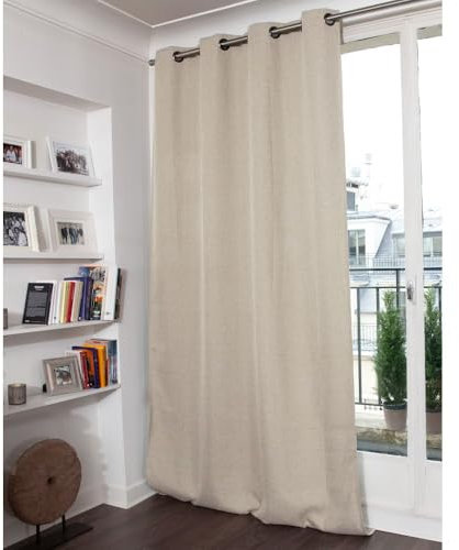 Moondream DecibelControl™ 3en1 Cortina Antirruido | Aislamiento Acústico | Térmico Invierno+Verano | 100% Opaca | Tecnología patentada | Fabricada en UE | Ollaos | Beige MC632 | 130An x 260Al cm