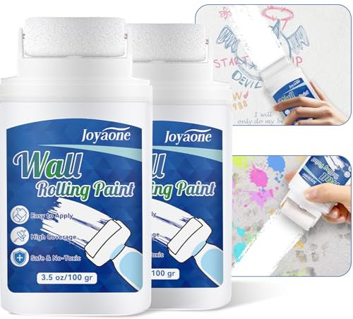 Rullo per Vernice Bianca, Kit di Riparazione per Pareti Portatile e Integrato, Facile da Applicare, Vernice Bianca a Rapida Asciugatura a Base d'Acqua, Adatto per Piccole Aree di Cartongesso（100g*2）