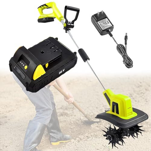 VFMVOYNZ Motozappa Elettrica da Giardino, Motozappa Elettrica a Batteria da 20 V con Batteria al Litio Ricaricabile da 12 Ah e Caricatore, Motozappa Portatile per Terreno per Giardini, Orti(B)