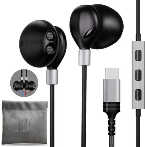Écouteurs USB C pour Samsung S24 Ultra S25 S23 S22 S21 A16 A55 A54 A53 A35 Casque Filaire USB Type C Intra-auriculaire avec Microphone HiFi Basse Stéréo Écouteurs pour Google Pixel 9 Pro 8 Pro 9a 8a