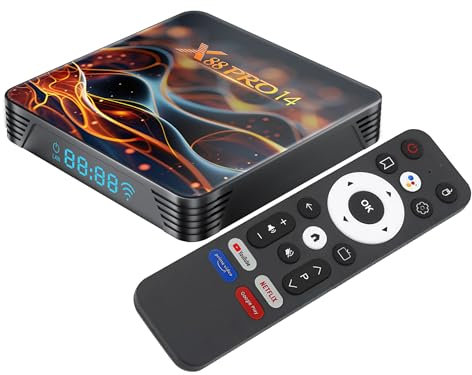 GREVA Android 14.0 TV Box, 8K Android Box 2 GB RAM 16 GB ROM RK3518 Quad-Core 64 bit Cortex-A53, UHD Smart TV Box Internet 2,4/5,0 GHz Dual Wi-Fi6 10/100 M Ethernet LAN Bluetooth 5.0 HDMI 2.1 HDR10