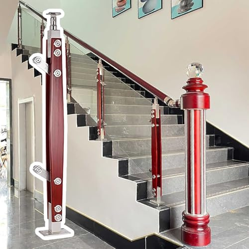 Glass Balustrade Post, 304 Stainless Steel Glass Railing Post for Steps, Outdoor Stainless Steel Decking Rail Posts -glass for Balconies, Staircases, Decks, Patio Stairs, Pool Fence(Deep Coffee,135cm/