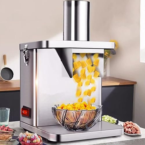Tagliaverdure Professionale con 5 Lame a griglia, in Acciaio Inox Resistente, tagliaverdure Elettrico da 250 W per Patate, Carote e cubetti, Ideale per ristoranti, m
