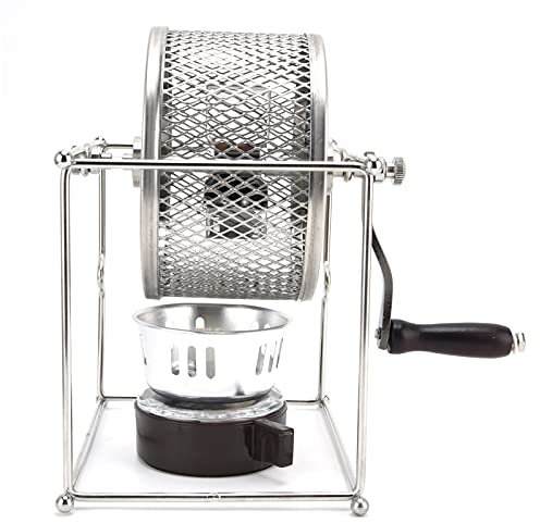 Nikou Machine à torréfier les grains de café à manivelle en acier inoxydable, température contrôlable, torréfacteur manuel à café, usage domestique, résistant à la chaleur, petite taille