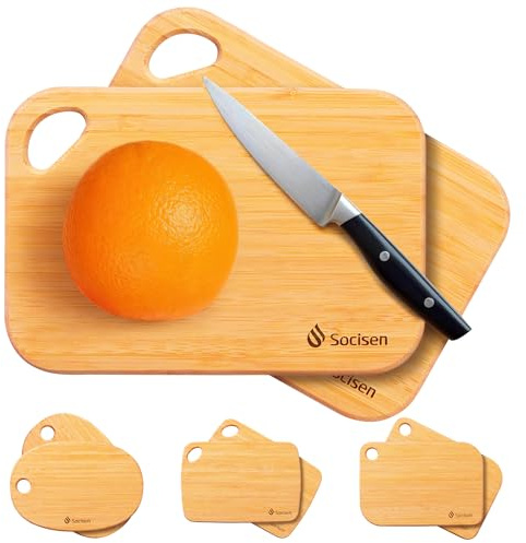2 Pack Small Bamboo Wood Cutting Board for Kitchen 8.6 x 6 Mini Wooden Charcuterie Boards Lightweight Chopping Board Non Toxic Serving Board Tiny Chef Set Camping Fruit Lemon Sandwich Cheese Board