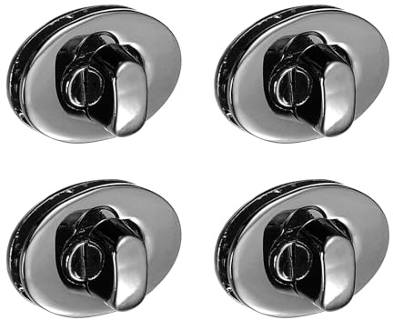sourcing map 4Pcs Twist Turn Lock Clasp, 24 x 16mm Closures Lock Fasteners for Purse Zinc Alloy Oval Bag Closure Clip Hardware Accessories for DIY Handbag Craft, Black