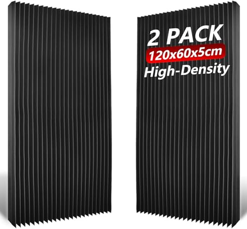 TOUO Akustikschaumstoff, 120 x 60 x 5 cm, schalldichte Schaumstoffplatten, feuerfeste Keilplatten mit hoher Dichte, für Studio, Büro, Heimkino, Geräusch- und Echokontrolle, 2 Stück