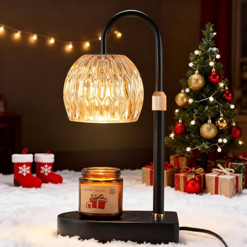 ADEWALK Candle Warmer Lamp with Timer & Dimmer - Adjustable Height, 50W Bulb*2, Flameless Candle Heater Lamp for Jar Candles, Ideal Christmas Birthday Gifts & Home Decor, Warming Gifts for Women,Black