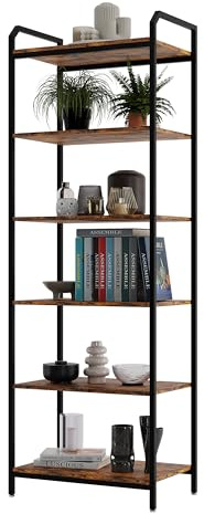 Lenmar, Regal, BS 6 60 Bücherregal, Standregal, Aufbewahrungsregal mit 5 Ebenen, Industriedesign, für Wohnzimmer, Büro, Arbeitszimmer und Flur, Stahlrahmen, 187 x 60 x 30 cm (187 x 60 x 30 cm)