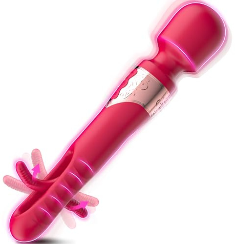 Dildo Vibrator Sex Spielzeug für die Frau, Vibration für Frauen Vibratorensets für Frauen Klitoris Sexspielzeug,Sex Toyset für Woman mit 10 * 7 Modus Paar-Vibratoren, Prostata Massagestab (Rot)